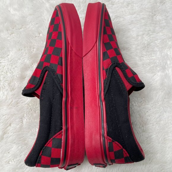 VANS Unisex Red Black Checkerboard Slip On Classic Skate Shoes Sneaker 4.5M/6W - Picture 4 of 10